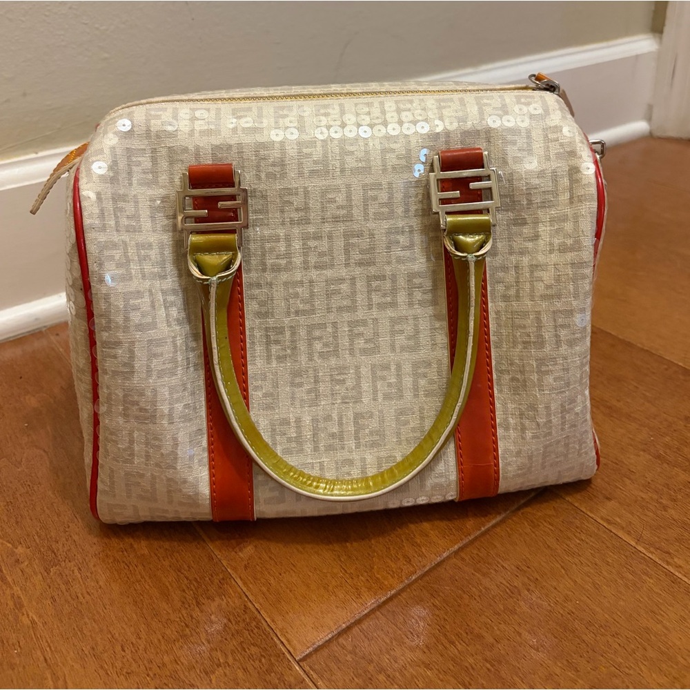 Vintage Fendi Zucchino Coated Canvas with sequins Boston bag